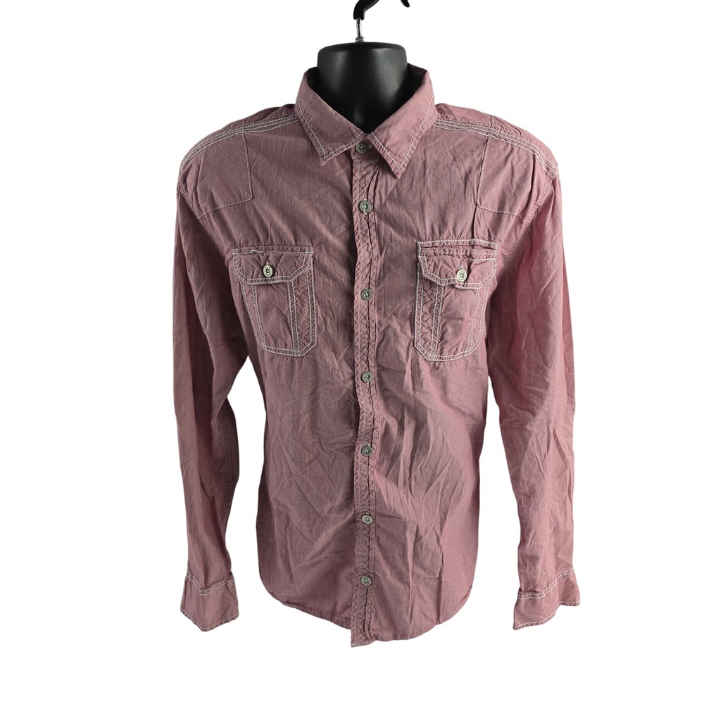 BKE Athletic Fit Mens Red Long‎ Sleeve Button Down Shirt XL